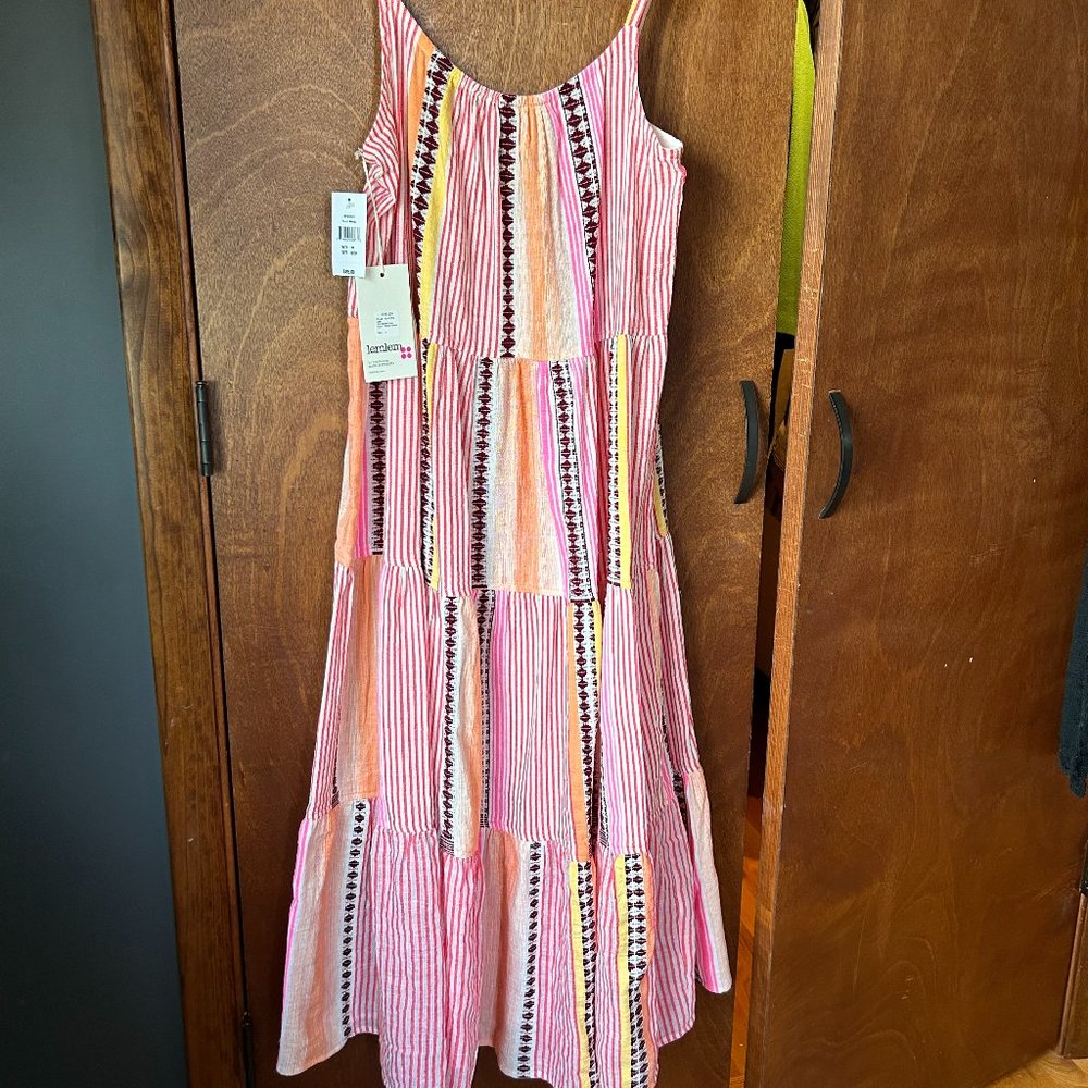 LEMLEM Cirq tiered striped cotton-blend midi dress